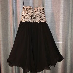 Fiesta - short black strapless dress w/beading XS